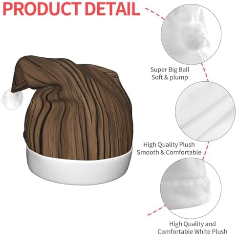 Wood Grain Print Christmas Hat with LED Lights
