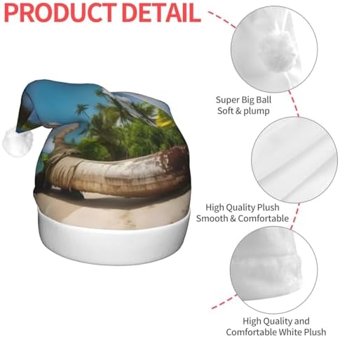 Two Palm Tree Tropical Print LED Santa Hat for Christmas New Year