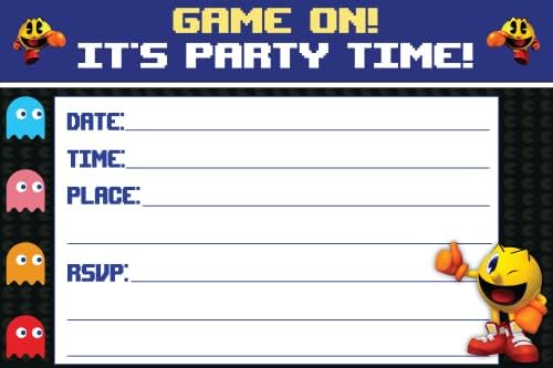 Set of 20 Retro Game Birthday Invites with Envelopes