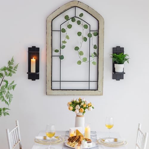 Walasis Black Wood Candle Sconces Set of 2