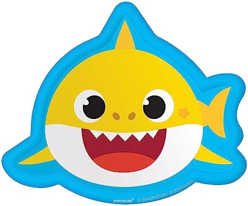 Baby Shark Shaped Party Plates Blue Pack of 8