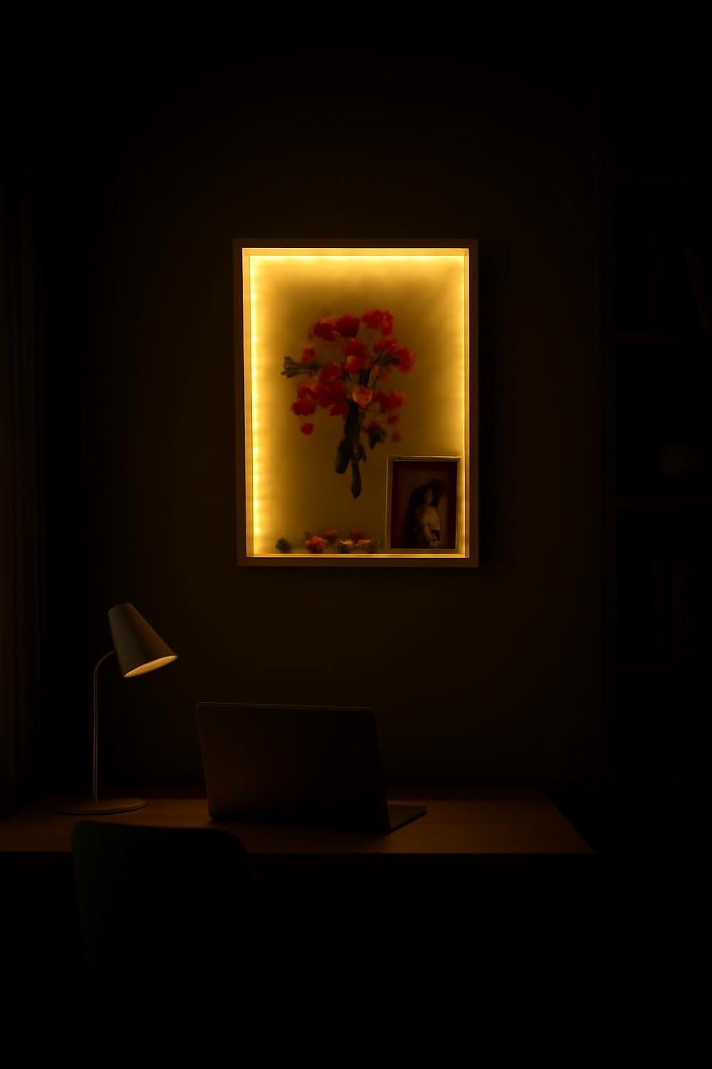 LuxRound Artwork Shadow Box with LED Light - Kids Art Display Frame