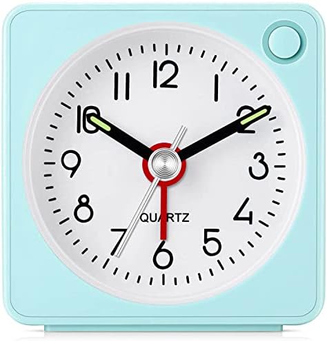 Jisile Travel Analog Alarm Clock 225 Inch Ultra Small with Snooze and Light