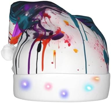 Paint Splatter Print Christmas Hat with LED Lights