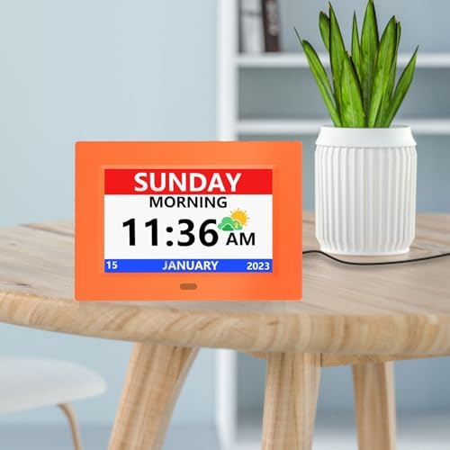 7 Inch Digital Clock with Day Date and Alarms for Seniors