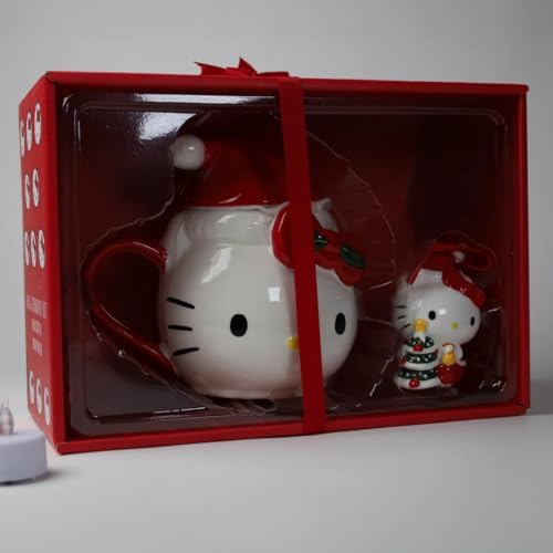 Blue Sky Clayworks Hello Kitty Holly Santa Figural Mug and Ornament Set