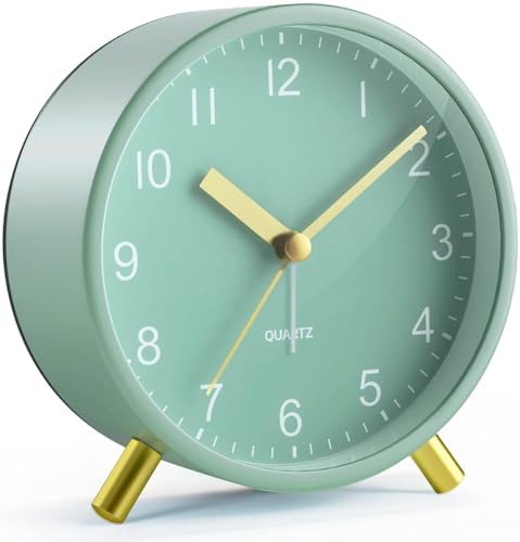 YouJabz Analog Alarm Clock with Silent Operation and Night Light