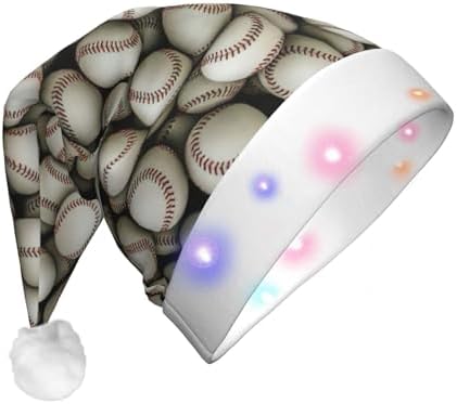 Baseball Print Christmas Hat with LED Lights