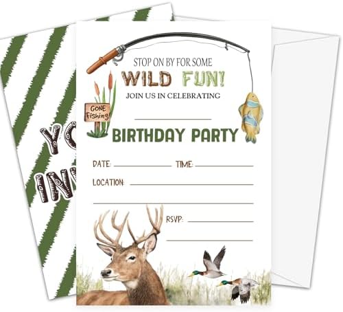 Wild Fun Birthday Invitations 20 Pack with Envelopes