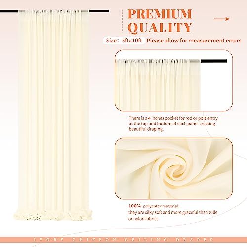 6 Panels Beige Ceiling Drapes for Wedding Decorations