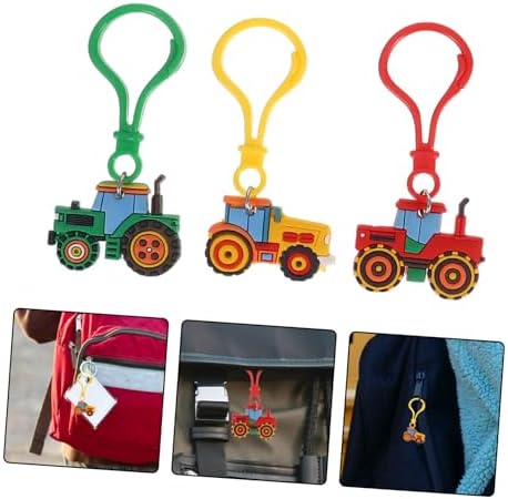 6pcs Farm Tractor Keychain Boys Girls Cartoon Keyring Pack