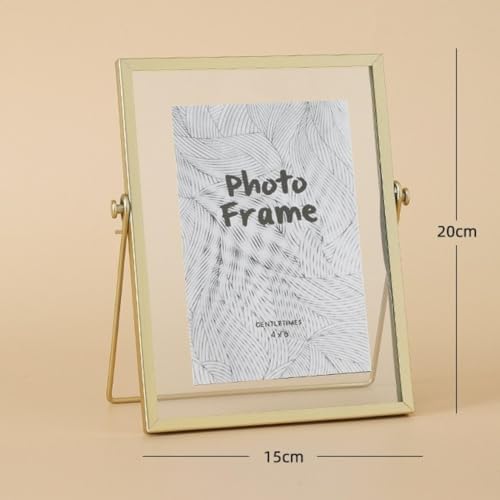 Gold Metal Double-Sided Picture Frame 15x20cm
