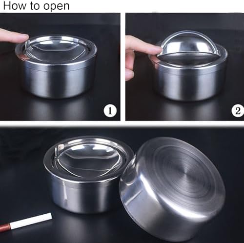 Hanlongyu Windproof Stainless Steel Ashtray with Lid