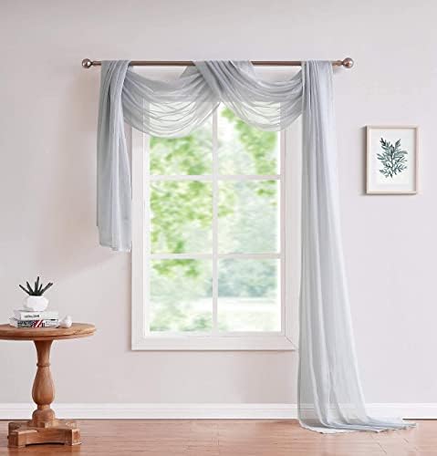 LinenZone Silver Window Scarf Valance 288 Inch