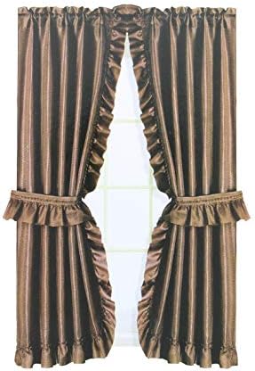 Mosaic Fabric Ruffled Window Curtain 54 Long Chocolate Brown