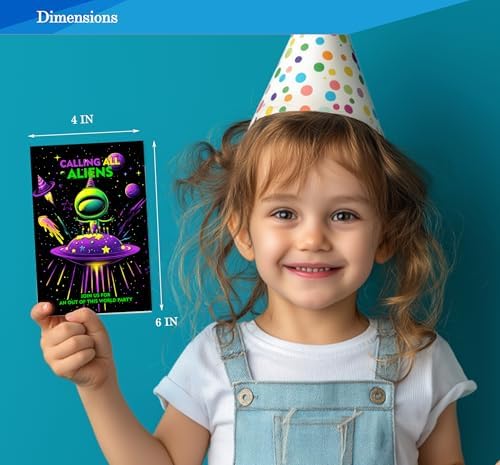 Space Theme Birthday Invitations for Boys 4x6 Inches 30 Sets with Envelopes