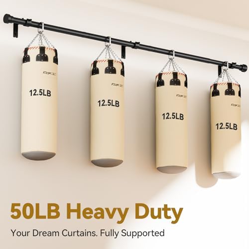 YaFex 1 Inch Heavy Duty Curtain Rod with Matte Black Finish