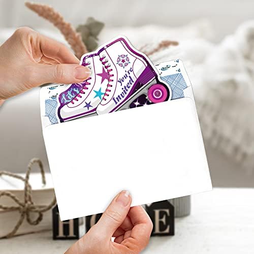 ERHACHAIJIA 15 Pcs Starry Sky Roller Skates Party Invites Cards With Envelopes