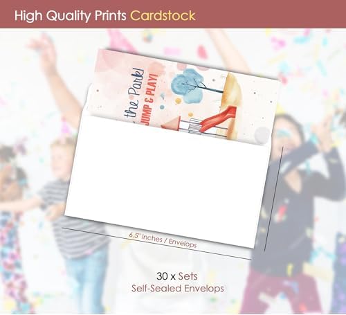 Playground Birthday Invitations for Kids 30 Sets with Envelopes