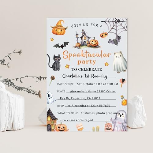 20 Halloween Birthday Invitations with Envelopes