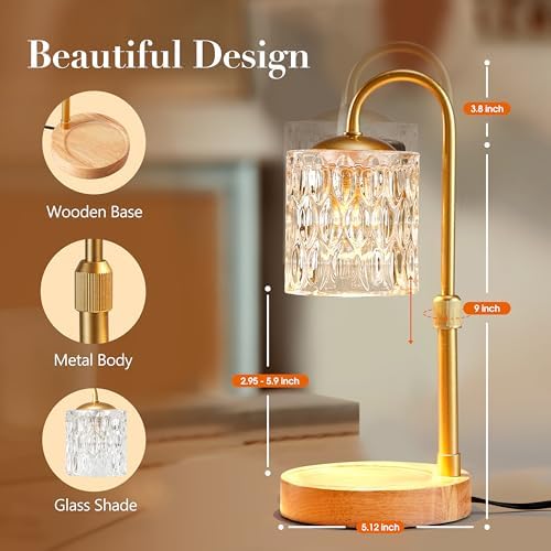 Briever Dimmable Candle Warmer Lamp with Timer and Height Adjustment