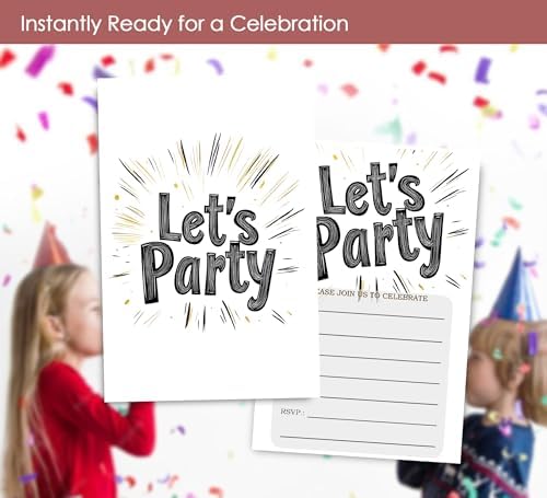 Simple Lets Party Birthday Invitations 30 Sets with Envelopes