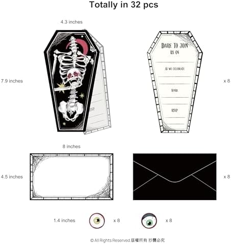 Cheerland Halloween Party Invitations with Stickers Pack of 8