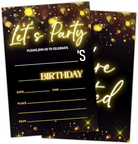 Lets Party Birthday Invites 20 Double Sided with Envelopes