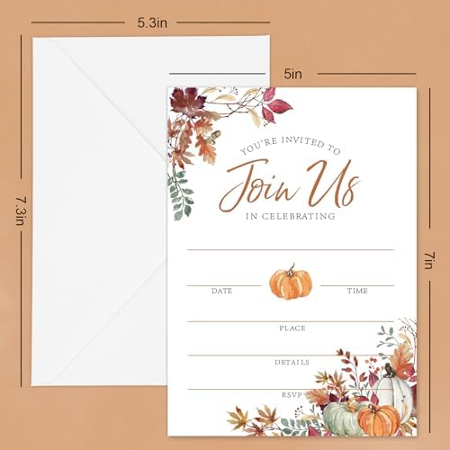 Whaline Fall Invitations 25 Set Autumn Leaves Pumpkin Invites