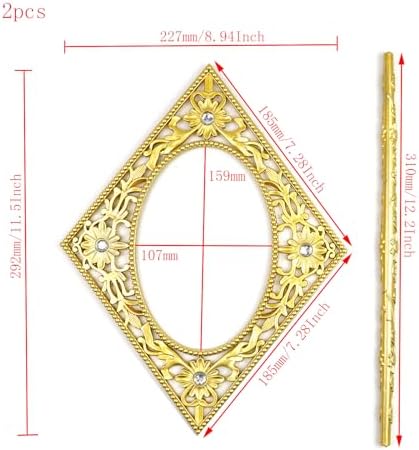 2 Pack Rhombic Gold Curtain Holdbacks with Fixed Rods