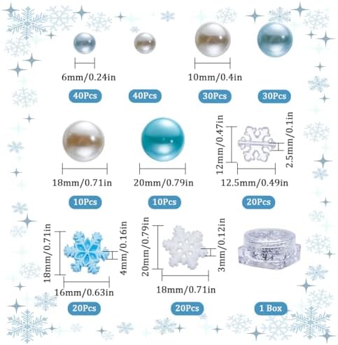 SUNNYCLUE Christmas Vase Filler Set with Blue Floating Candles and Faux Pearl Beads
