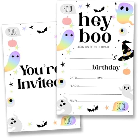 Holographic Halloween Party Invitations with Envelopes 20 Cards Double Sided Design