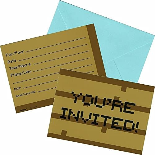 Multicolor Minecraft Invitations 8 Pack - Vibrant Party Cards