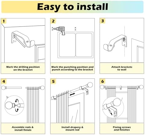 JRZOO White Curtain Rods 18-45 with Ball Finials