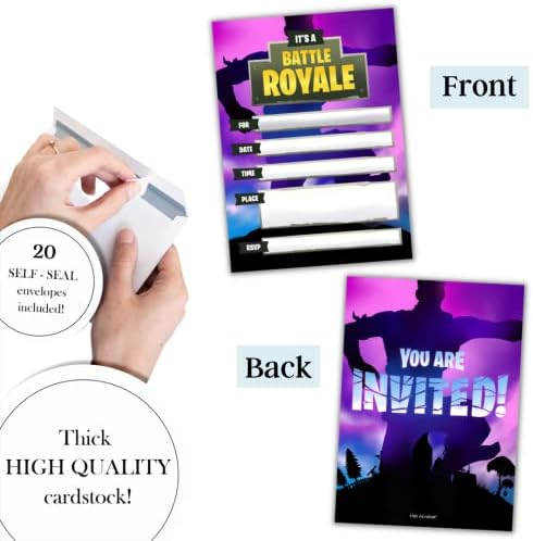 Hat Acrobat 20 Birthday Invitations for Boys - Game On Party Supplies Purple