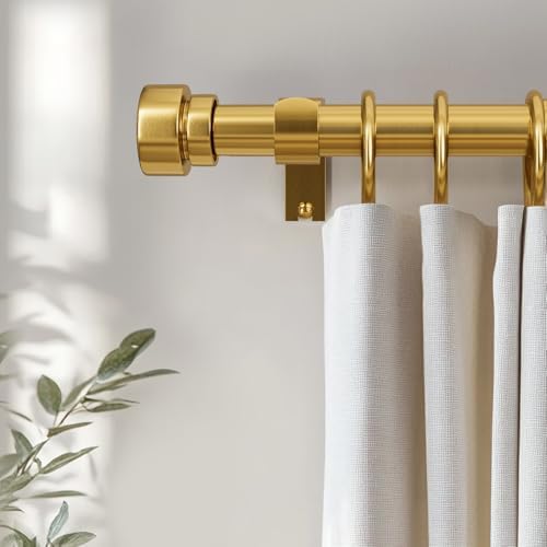 Modern Gold Curtain Rod with Solid Metal Finials 1 Diameter