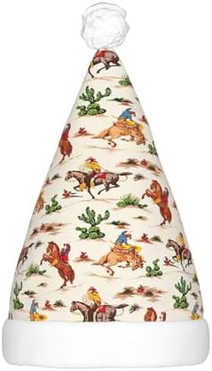 Cowboy Ride Horse Print Christmas Hat with LED