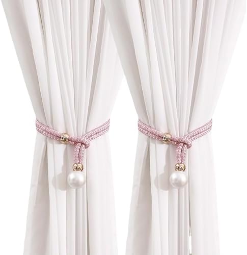 2 Pack Pink Handmade Curtain Tiebacks for Farmhouse Decor