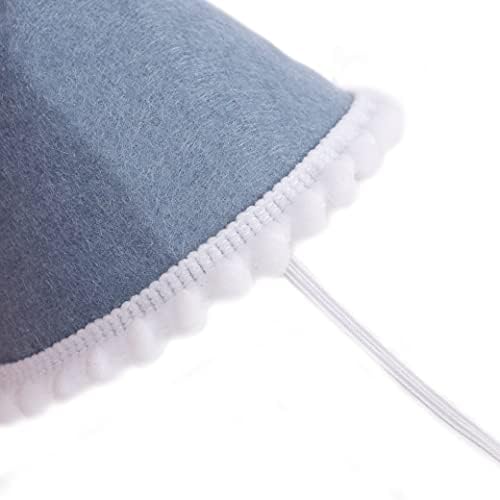 WAWUO Baby Party Hat First Birthday Gray Blue Wool Felt Handmade