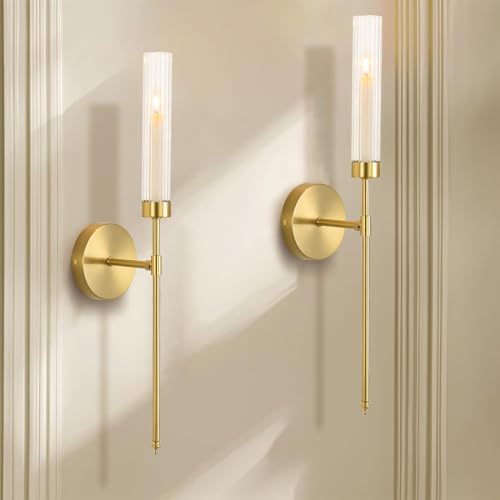 Gold Wall Candle Sconce Set of 2 for Living Room and Fireplace