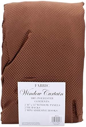 Mosaic Fabric Ruffled Window Curtain 54 Long Chocolate Brown