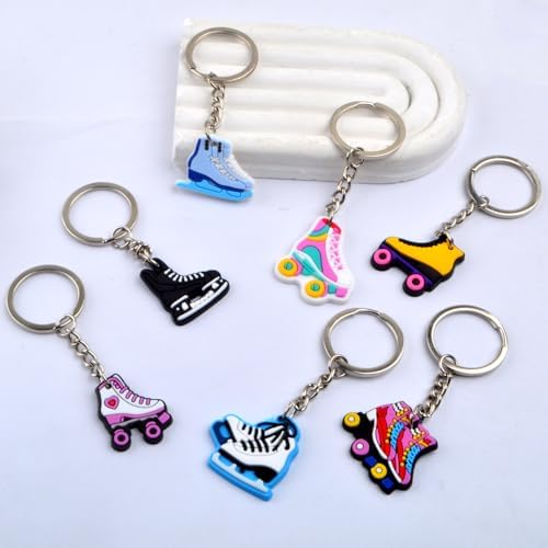 12pcs Roller Skate Keychains Keyring Bag Charm Party Decor