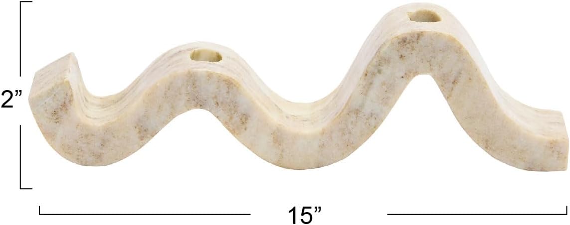 Marble Wave Double Taper Candle Holder Beige