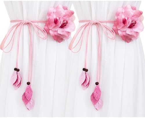 2 Pcs Pink Country Style Flower Curtain Tiebacks