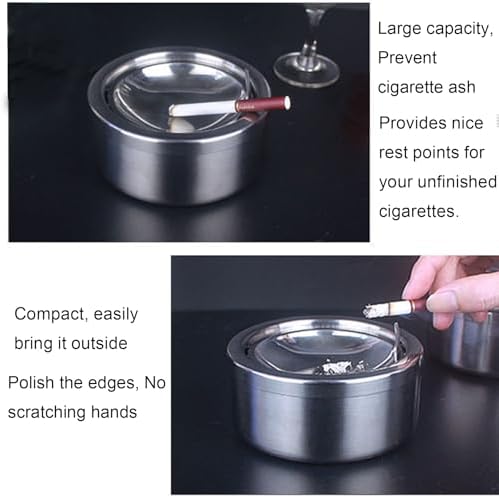 Hanlongyu Windproof Stainless Steel Ashtray with Lid