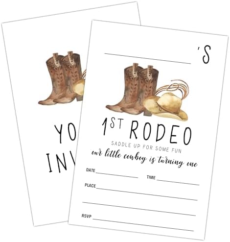 Geuro 1st Cowboy Birthday Invites for Boys Girls 4x6 Inch