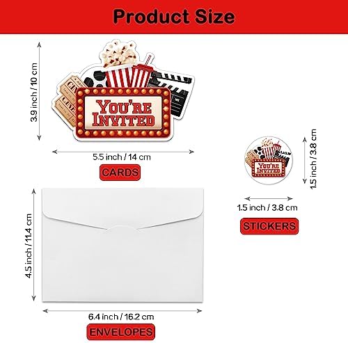 REWIDPARTY Movie Party Invitations Set of 15