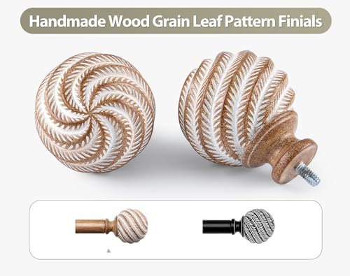 Wood Grain Curtain Rod 32-120 Inches Boho Style
