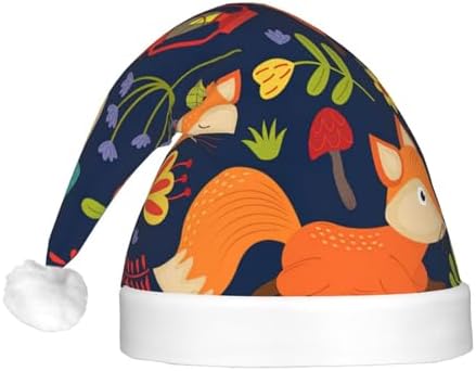 Cute Animal Fox Flower Print Christmas Hat with LED Lights