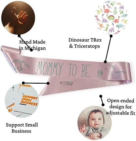 Dinosaur Baby Shower Pins with Sash Set